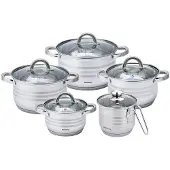 Klausberg casseroles en acier 10 éléments 1,7l, 2,1l, 2,9l, 3,9l, 6,6l KB7696