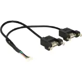DeLOCK Câble USB 2.0 Connecteur femelle panneau 1,25 mm 8 broches > 2