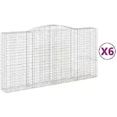 vidaXL Gabions avec arc surélevé 6 pcs. 400x50x200/220cm Fer galvanisé