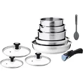 Arthur Martin Batterie de cuisine à induction - - AM4485 - Acier inoxydable - 10 pièces - Poignée amovible - Compatible tous feux, y compris induction