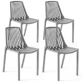 Oviala Lot de 4 chaises en plastique gris - Paris