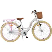 Volare Vélo enfant Blossom pour fille - 26 pouces en blanc avec caractéristiques de sécurité