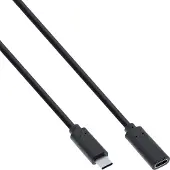 InLine 35776 Câble USB 3.2, USB Typ-C Rallonge mâle/femelle, noir, 0,5m