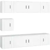 vidaXL Ensemble d'armoires TV 7 pièces blanc bois composite