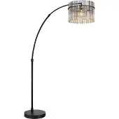 Globo Lampadaire noir Gorley avec verre fumé