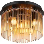 Globo Plafonnier noir Gorley avec verre ambré Ø 32cm