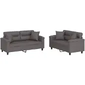 vidaXL Ensemble de canapés 2 pièces avec coussins Gris Similicuir