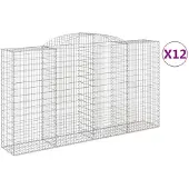 vidaXL Gabions avec arc surélevé 12 pcs 300x50x160/180cm Fer galvanisé