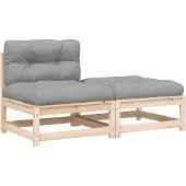 vidaXL Canapé de jardin sans accoudoirs avec coussin et pouf