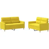 vidaXL Ensemble de canapés 2 pièces avec coussins Tissu jaune clair