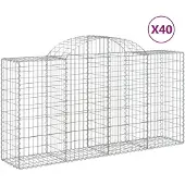 vidaXL Gabions avec arc surélevé 40 pcs 200x50x100/120cm Fer galvanisé