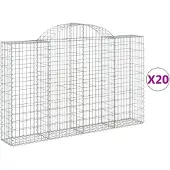 vidaXL Gabions avec arc surélevé 20pcs 200x30x120/140cm Fer galvanisé