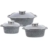 Klausberg Ensemble de Casseroles Aluminium Marbre 3 Pièces
