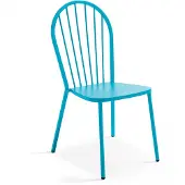 Oviala Chaise bistrot de jardin en métal bleu - Honfleur