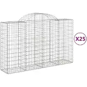 vidaXL Gabions avec arc surélevé 25pcs. 200x50x120/140cm Fer galvanisé