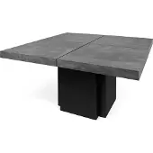 Temahome Table à manger en béton et noir, 150 x 150 x 75