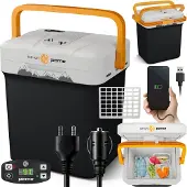 Peme Glacière électrique Essential 26 litres pour refroidir et maintenir au chaud, réfrigérateur mobile 12/230V, mode éco, connexion USB, pour le camping et la voiture