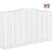 vidaXL Gabions avec arc surélevé 5 pcs. 400x50x220/240cm Fer galvanisé