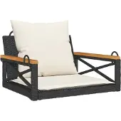 vidaXL Fauteuil suspendu avec coussin noir 63x62x40 cm Poly rotin