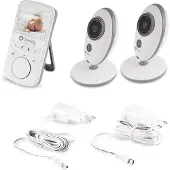 Lionelo Babyline 5.1 Babyphone avec caméra Moniteur bébé Communication bidirectionnelle Portée de 300 mètres Deux caméras dans le kit Mode nuit Système VOXBlanc