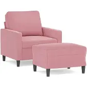 vidaXL Fauteuil avec pouf rose 60 cm velours