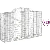 vidaXL Gabions avec arc surélevé 13pcs 200x50x120/140cm Fer galvanisé