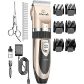 Oneisall P2 Set de tondeuse + ciseaux + peigne pour animaux de compagnie (or)