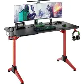 Vdd Bureau de jeu Thomas - table d'ordinateur - bureau d'ordinateur - noir rouge