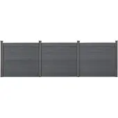 Neu.holz Clôture de jardin WPC Gris avec poteaux Clôture à lamelles brise-vue 165x466cm []