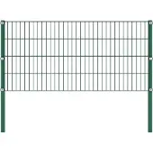 vidaXL Panneau de clôture avec poteaux en fer 1385 x 80 cm Vert