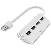Hama Hub USB-A 2.0 4x ports 480 Mbit/s blanc