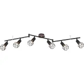 Globo Plafonnier Xara I 6 lumières noir avec bois