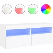 vidaXL Armoire TV murale avec lampes LED blanc 100x30x40 cm