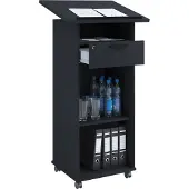 VCM Bureau du haut-parleur Wood Mobile | Dimensions env. H. 108 à 120 cm x L. 60 cm x D. 50 cm | Bureau debout avec rouleaux| Roulable avec tiroir | Table debout - Melta