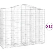 vidaXL Gabions avec arc surélevé 12pcs 200x50x160/180cm Fer galvanisé
