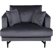 Venture Home Sofia Fauteuil en velours, gris foncé.