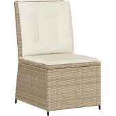 vidaXL Fauteuil de jardin avec fonction chaise longue et coussins Beige Poly Rattan
