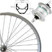 Roland Roue avant 28 Naafdyn DH3N31 ZAC2000 argent Acier inoxydable SPK