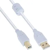 InLine 34550W Câble USB 2.0, A à B, blanc / or, avec noyau en ferrite, 10m
