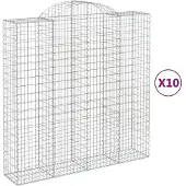 vidaXL Gabions avec arc surélevé 10pcs 200x50x200/220cm Fer galvanisé