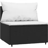 vidaXL Canapé de jardin central avec coussins noir Poly rotin