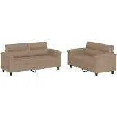 vidaXL Ensemble de canapés 2 pièces avec coussins Cappuccino-Brun Similicuir