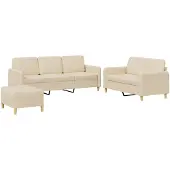 vidaXL Ensemble de canapés 3 pièces avec coussins Crème Tissu