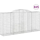 vidaXL Gabions avec arc surélevé 25 pcs 300x50x140/160cm Fer galvanisé