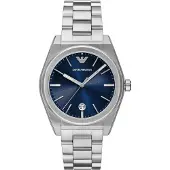 Giorgio Armani Montre à affichage analogique bleu foncé / argent