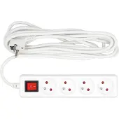 VOREL Prolongateur 4 prises, 5 mètres, avec interrupteur, blanc