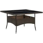 vidaXL Table de jardin "Pronsfeld" en rotin PE, acier brun. Dimensions (L/L/H) 120x120x75 cm