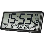 Hama Horloge murale radiocommandée Jumbo 00186352 digitale noire