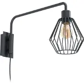 Eglo Applique Tabillano 1 noir max. 40W E27 sans ampoule avec interrupteur