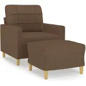 vidaXL Fauteuil avec pouf Marron 60 cm Tissu